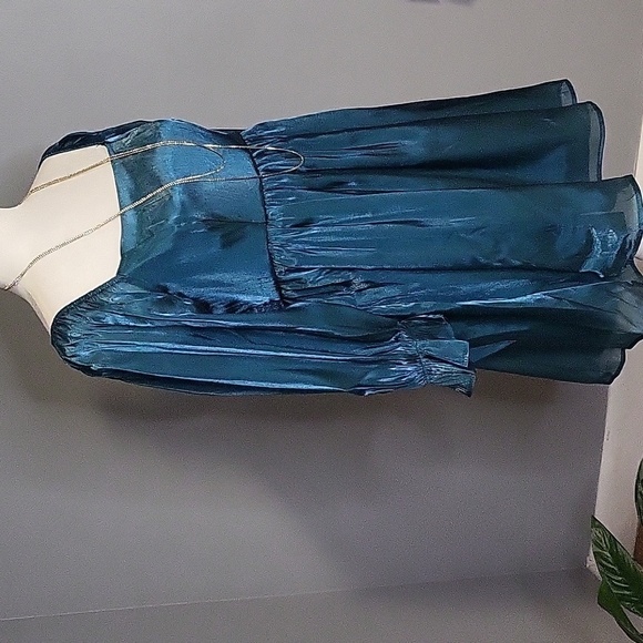 Thirty Thirty Teal Babydoll Full Sleeve Lined Mini Dress - Size XL - Picture 2 of 14